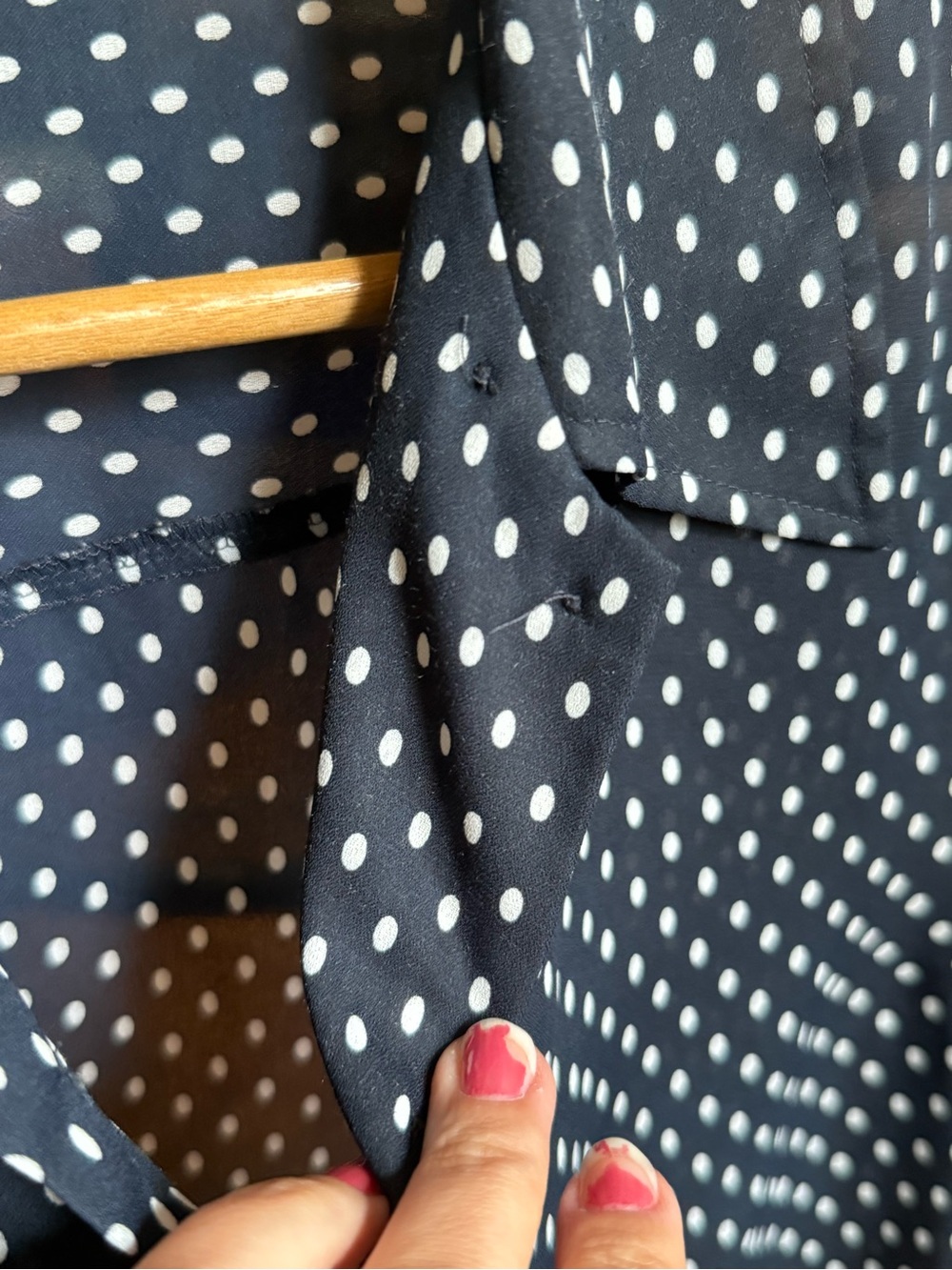 Polka Dot Short Sleeve Blouse - Navy - Picture 7 of 8